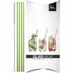 Schlussverkauf 🎁 Eisch Glashalm-Set Grün + Bürste (2 Stck.) 🥰