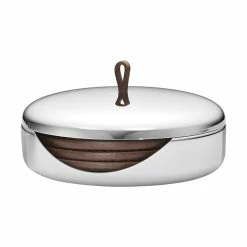Blitzangebot 😉 Georg Jensen Untersetzer Set 12 Cm Edelstahl/Leder (4 Stk.) 🤩